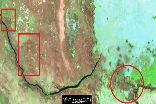 تصاویر ماهواره ای از حریق گسترده در تالاب هویزه عراق